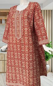Rust Maroon Floral Jaipuri Cotton Kurti. Pure Versatile Cotton. | Laces and Frills - Laces and Frills