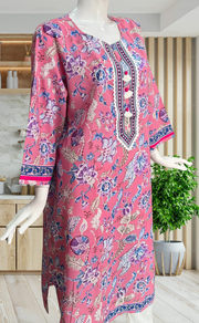 Pink Garden Jaipuri Cotton Kurti. Pure Versatile Cotton. | Laces and Frills - Laces and Frills