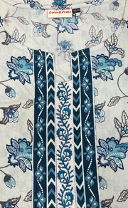 Light Sea Green Floral Jaipuri Cotton Kurti. Pure Versatile Cotton. | Laces and Frills - Laces and Frills
