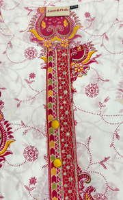 White/Pink Ethnic Print Jaipuri Cotton Kurti. Pure Versatile Cotton. | Laces and Frills - Laces and Frills