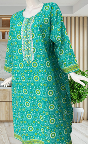 Sea Green Ajrakh Print Jaipuri Cotton Kurti. Pure Versatile Cotton. | Laces and Frills - Laces and Frills
