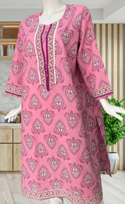 English Pink Jaipuri Cotton Kurti. Pure Versatile Cotton. | Laces and Frills - Laces and Frills