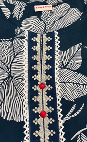 Teal Blue Floral Jaipuri Cotton Kurti. Pure Versatile Cotton. | Laces and Frills - Laces and Frills