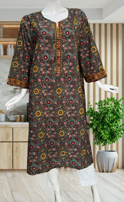 Dark Green Garden Jaipuri Cotton Kurti. Pure Versatile Cotton. | Laces and Frills - Laces and Frills