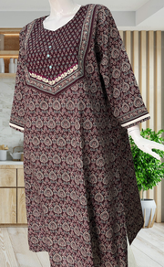 Dark Wine Ethnic Print Jaipuri Cotton Kurti. Pure Versatile Cotton. | Laces and Frills - Laces and Frills