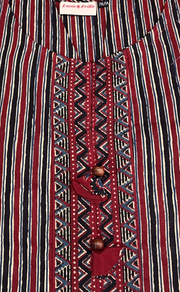 Black/Maroon Stripes Jaipuri Cotton Kurti. Pure Versatile Cotton. | Laces and Frills - Laces and Frills