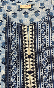 Light Blue Tiny Flora Jaipuri Cotton Kurti. Pure Versatile Cotton. | Laces and Frills - Laces and Frills