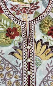 Off White/Rust Maroon Garden Jaipuri Cotton Kurti. Pure Versatile Cotton. | Laces and Frills - Laces and Frills