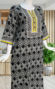 Black Abstract Jaipuri Cotton Kurti. Pure Versatile Cotton. | Laces and Frills - Laces and Frills
