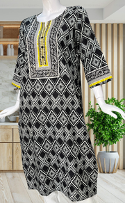 Black Abstract Jaipuri Cotton Kurti. Pure Versatile Cotton. | Laces and Frills - Laces and Frills