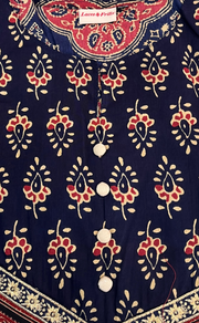 Navy Blue Ajrakh Print Jaipuri Cotton Kurti. Pure Versatile Cotton. | Laces and Frills - Laces and Frills