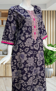 Purple Floral Jaipuri Cotton Kurti. Pure Versatile Cotton. | Laces and Frills - Laces and Frills