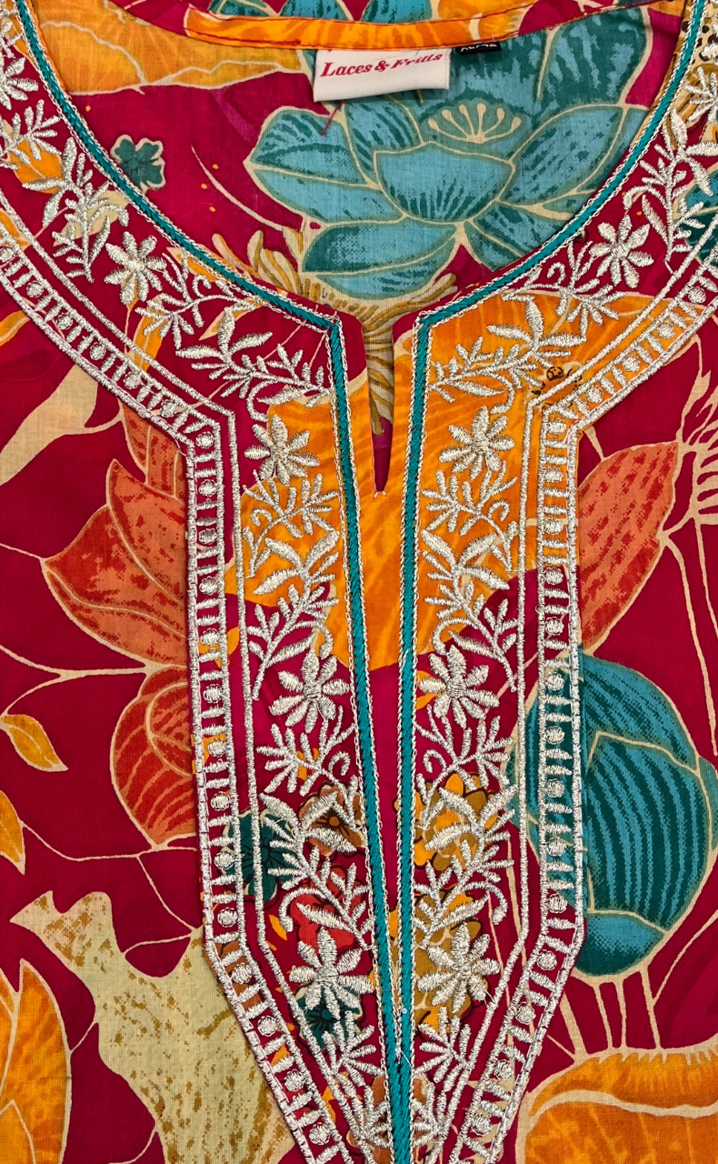 Red Garden Jaipuri Cotton Kurti. Pure Versatile Cotton. | Laces and Frills - Laces and Frills