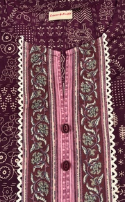 Dark Wine Ethnic Print Jaipuri Cotton Kurti. Pure Versatile Cotton. | Laces and Frills - Laces and Frills