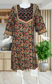 Black Garden Jaipuri Cotton Kurti. Pure Versatile Cotton. | Laces and Frills - Laces and Frills