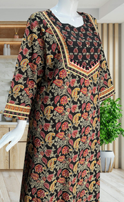 Black Garden Jaipuri Cotton Kurti. Pure Versatile Cotton. | Laces and Frills - Laces and Frills