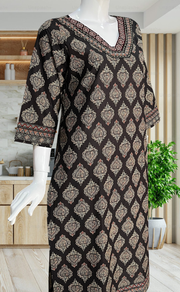 Black Ethnic Print Jaipuri Cotton Kurti. Pure Versatile Cotton. | Laces and Frills - Laces and Frills