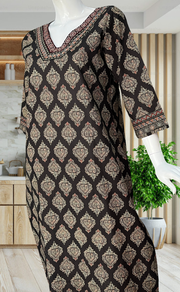 Black Ethnic Print Jaipuri Cotton Kurti. Pure Versatile Cotton. | Laces and Frills - Laces and Frills