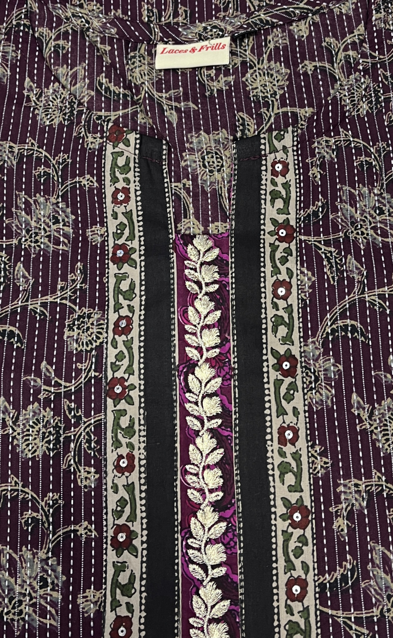 Violet Garden Jaipuri Cotton Kurti. Pure Versatile Cotton. | Laces and Frills - Laces and Frills