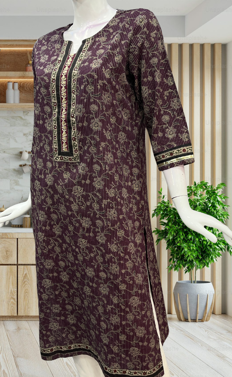 Violet Garden Jaipuri Cotton Kurti. Pure Versatile Cotton. | Laces and Frills - Laces and Frills