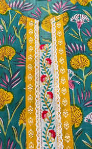 Sea Green Garden Jaipuri Cotton Kurti. Pure Versatile Cotton. | Laces and Frills - Laces and Frills
