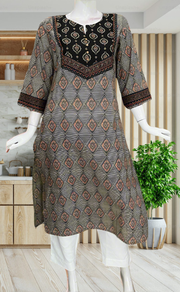 Black Abstract Jaipuri Cotton Kurti. Pure Versatile Cotton. | Laces and Frills - Laces and Frills