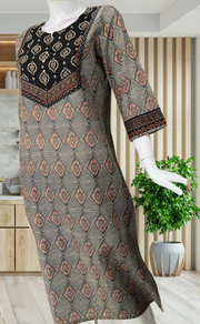 Black Abstract Jaipuri Cotton Kurti. Pure Versatile Cotton. | Laces and Frills - Laces and Frills