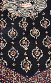 Black Abstract Jaipuri Cotton Kurti. Pure Versatile Cotton. | Laces and Frills - Laces and Frills