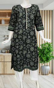 Black Garden Jaipuri Cotton Kurti. Pure Versatile Cotton. | Laces and Frills - Laces and Frills