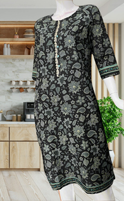 Black Garden Jaipuri Cotton Kurti. Pure Versatile Cotton. | Laces and Frills - Laces and Frills
