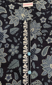 Black Garden Jaipuri Cotton Kurti. Pure Versatile Cotton. | Laces and Frills - Laces and Frills