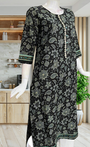 Black Garden Jaipuri Cotton Kurti. Pure Versatile Cotton. | Laces and Frills - Laces and Frills