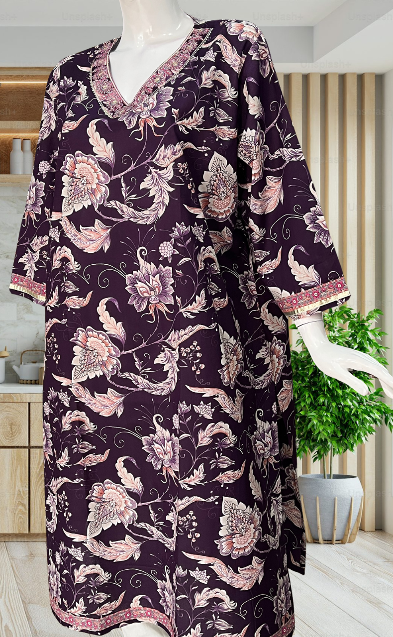Violet Garden Jaipuri Cotton Kurti. Pure Versatile Cotton. | Laces and Frills - Laces and Frills