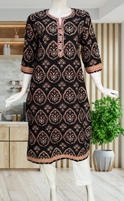 Brown Ethnic Print Jaipuri Cotton Kurti. Pure Versatile Cotton. | Laces and Frills - Laces and Frills