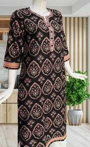 Brown Ethnic Print Jaipuri Cotton Kurti. Pure Versatile Cotton. | Laces and Frills - Laces and Frills