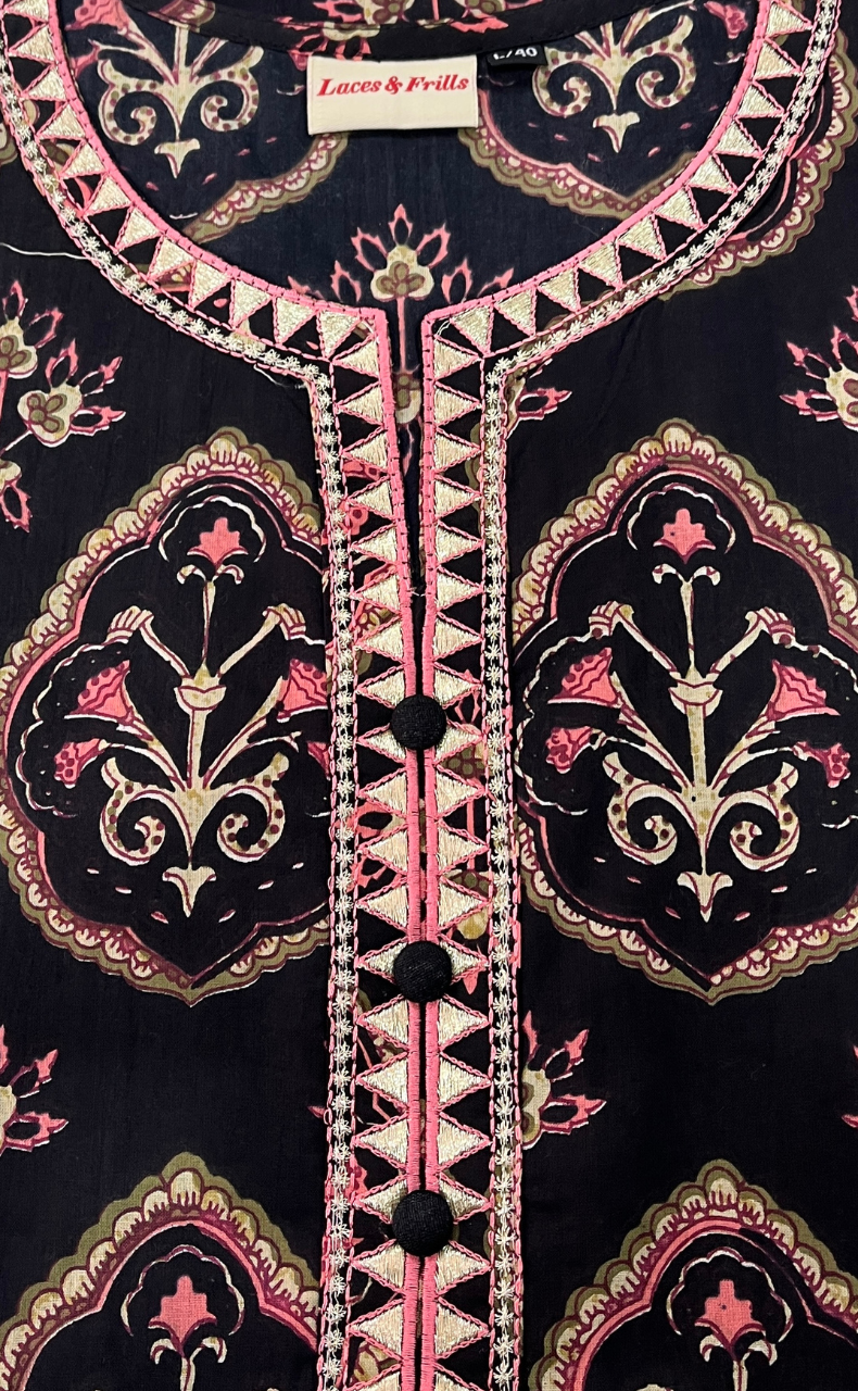 Brown Ethnic Print Jaipuri Cotton Kurti. Pure Versatile Cotton. | Laces and Frills - Laces and Frills