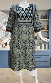 Indigo Blue Ethnic Print Jaipuri Cotton Kurti. Pure Versatile Cotton. | Laces and Frills