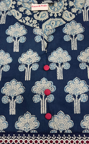 Indigo Blue Ethnic Print Jaipuri Cotton Kurti. Pure Versatile Cotton. | Laces and Frills