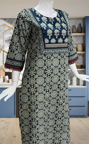 Indigo Blue Ethnic Print Jaipuri Cotton Kurti. Pure Versatile Cotton. | Laces and Frills