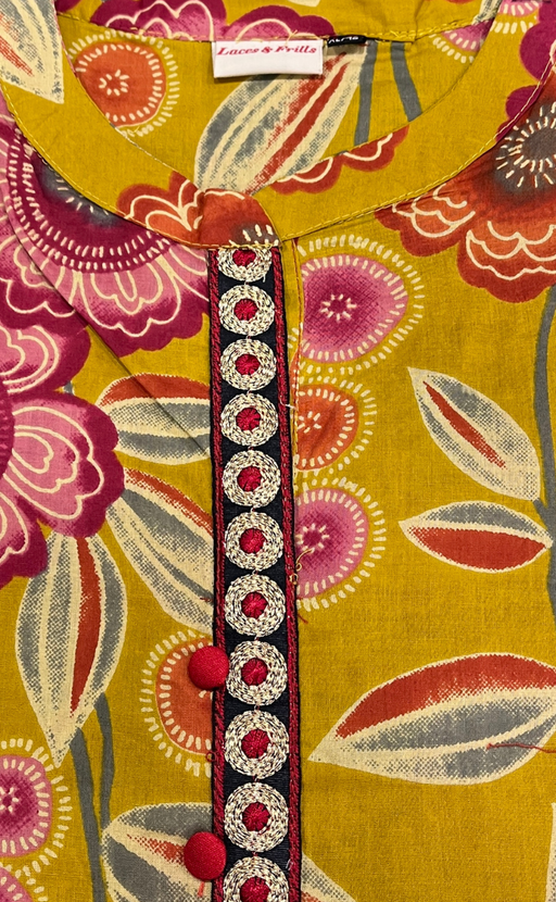 Yellow Garden Jaipuri Cotton Kurti. Pure Versatile Cotton. | Laces and Frills