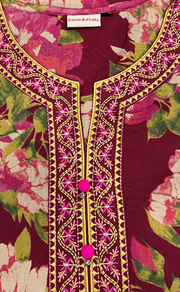 Maroon Garden Jaipuri Cotton Kurti. Pure Versatile Cotton. | Laces and Frills