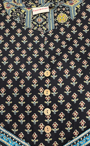 Black Ethnic Print Jaipuri Cotton Kurti. Pure Versatile Cotton. | Laces and Frills