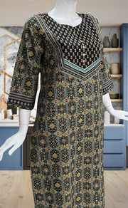 Black Ethnic Print Jaipuri Cotton Kurti. Pure Versatile Cotton. | Laces and Frills