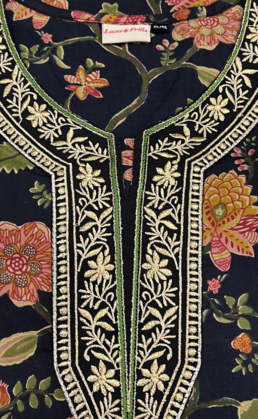 Black Garden Jaipuri Cotton Kurti. Pure Versatile Cotton. | Laces and Frills