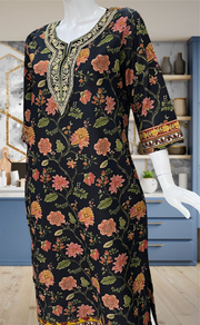Black Garden Jaipuri Cotton Kurti. Pure Versatile Cotton. | Laces and Frills
