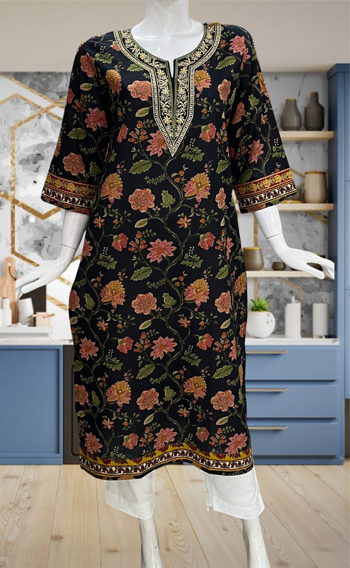 Black Garden Jaipuri Cotton Kurti. Pure Versatile Cotton. | Laces and Frills