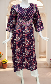 Violet Garden Jaipuri Cotton Kurti. Pure Versatile Cotton. | Laces and Frills