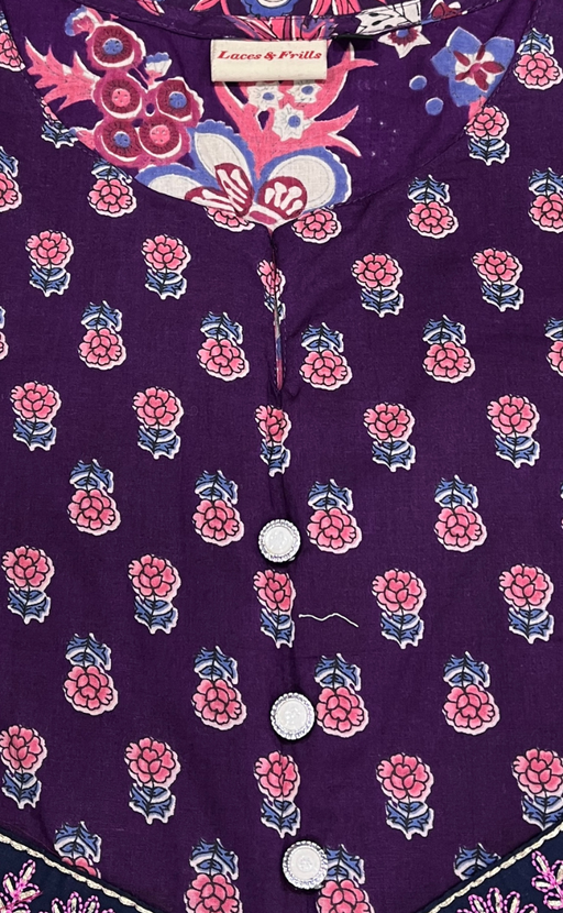 Violet Garden Jaipuri Cotton Kurti. Pure Versatile Cotton. | Laces and Frills