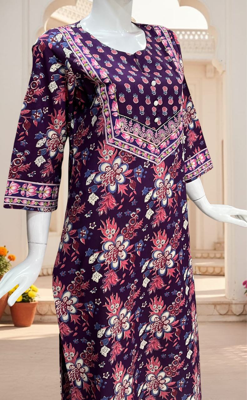Violet Garden Jaipuri Cotton Kurti. Pure Versatile Cotton. | Laces and Frills