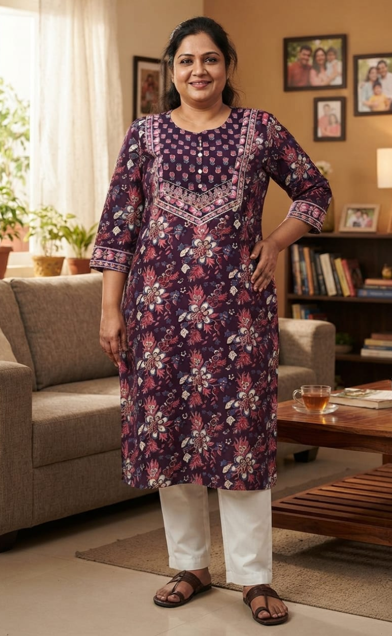 Violet Garden Jaipuri Cotton Kurti. Pure Versatile Cotton. | Laces and Frills